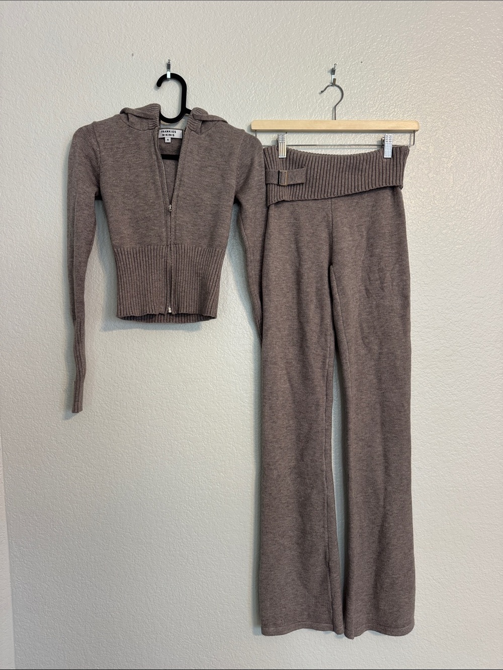Frankie's Bikinis Gray Knit Hoodie & Jogger Set